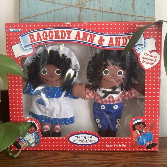 Vtg '95 NIB Kenner Hasbro Black African American Raggedy Ann & Andy 9" Doll Set - Picture 1 of 14